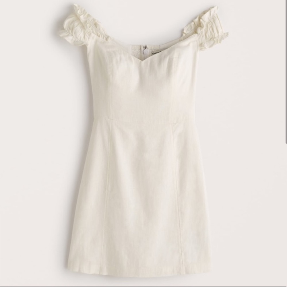 Abercrombie & Fitch White Corset Off Shoulder Mini Dress